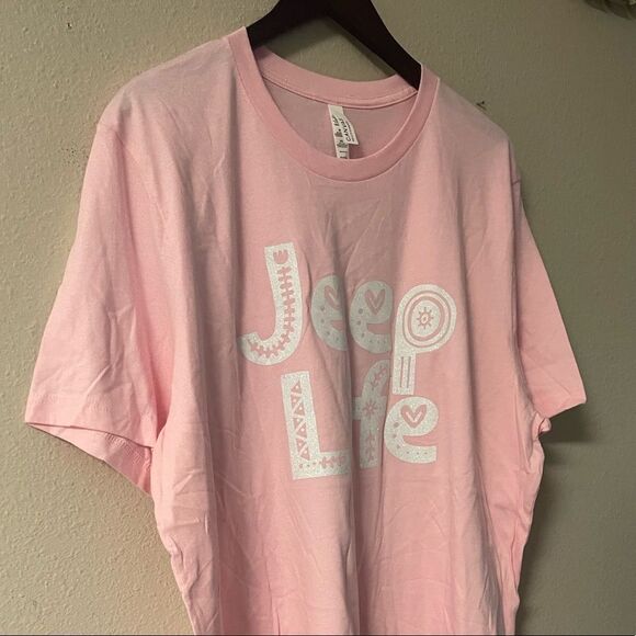 Bella Canvas - light pink / white glitter JEEP LIFE tee - Picture 2 of 6
